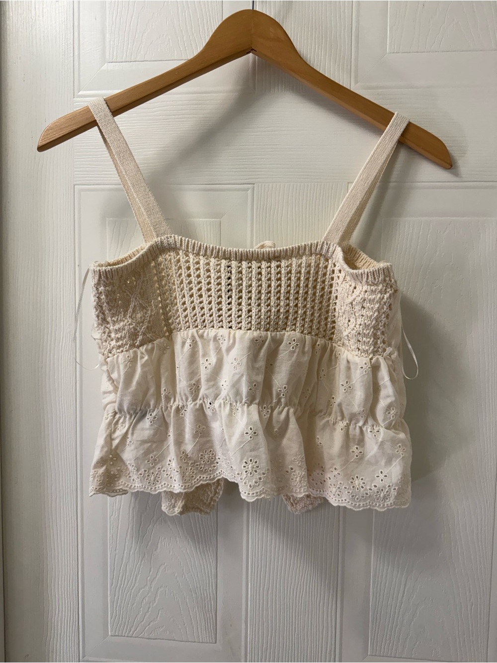 Zara Cream Crochet Tie-Front Camisole - Picture 7 of 10